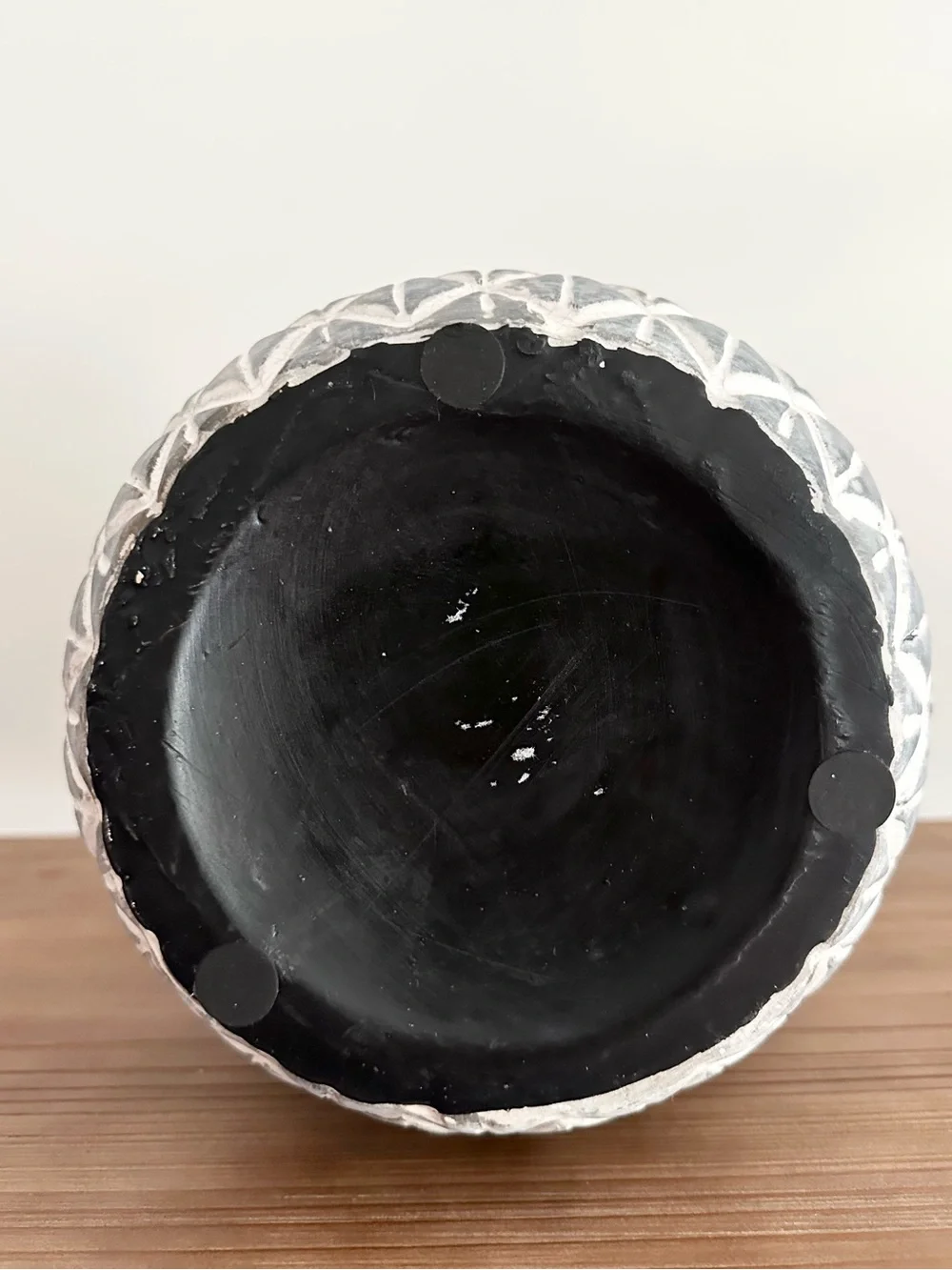 Textured Ceramic Vase in Gray Blue and White Diamond Pattern